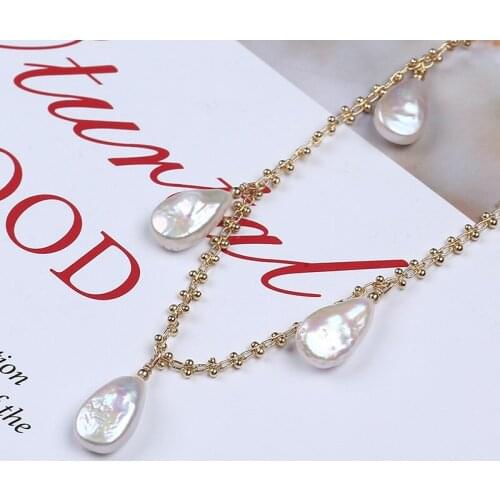 8-9mm Drop Water Shape Pearl Pendant Necklace Fashion Pearl Chain Necklace For Woman