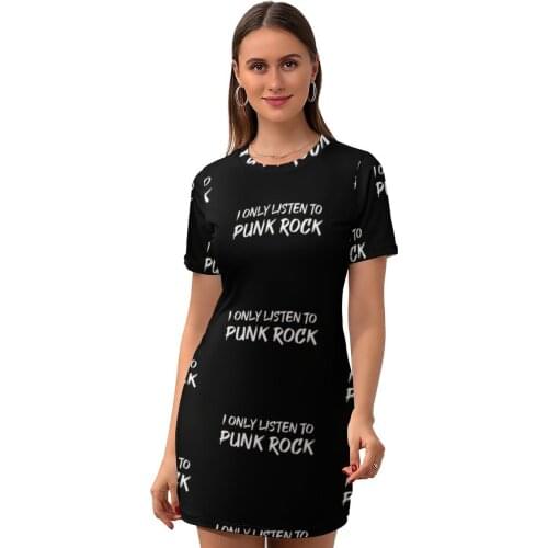 Punk Rock Dress Short Sleeve Spandex Teen Bodycon Spring Fashion Retro Printed One-Piece