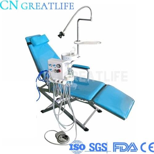 Luxury Type Mobile Unit Portable Folding Patient Dental Chair With Led Light Turbine Unit