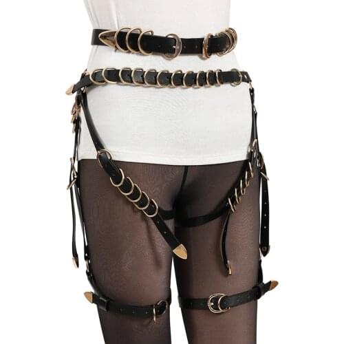 BDSM Adult Games Sexy PU Lingerie Sexy Garter Body Belt Stockings Gothic Sword Belt Sex Clothing Binding Halter Sex Toysjuguetes