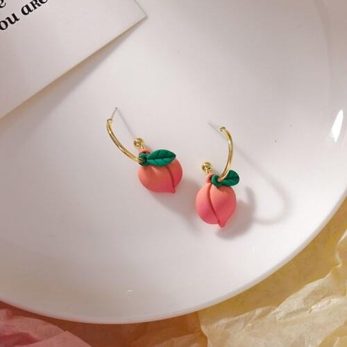 Simple Cute Peach Earrings For Women Fashion Friut Drop Ears 2021 New Summer Accessories Trendy Jewelry