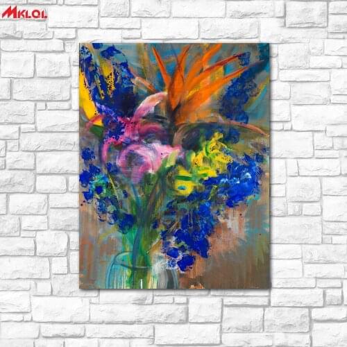 RAINER FETTING-Strelitzien und Rittersporn Painting For Living Room Home Decoration Oil Painting Canvas Wall Painting no fram