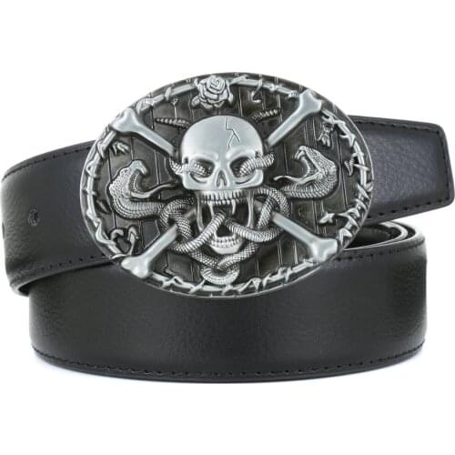 Western big clipper Skull Texas Five-pointed Star PU belt 4.0 unisex belt