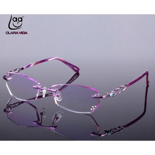 Luxury PRIVATE Custom Manual Pure Titanium Frame Diamond Cut High-elastic Tinted Lenses Ladies Prescription Glasses Photochromic