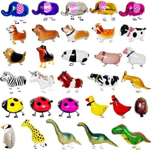 50pcs Kids Gift Cute Cartoon Walking Animal Pets dog Foil Balloons Animal walking Helium Globos Fun Birthday Party Decoration