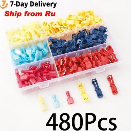 480pcs T Tap Wire Connectors Self-Stripping Quick Splice Electric Wire Terminals with Insulated Male Quick Disconnect Terminals