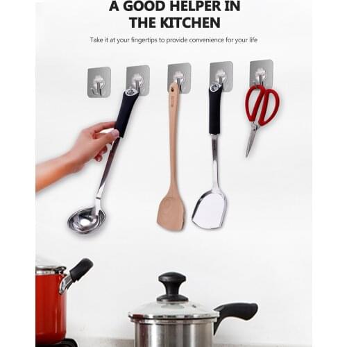 10 Pcs 6x6cm Transparent Strong Self-adhesive Door Wall Hanging Hanger Hook Heavy Load Rack Suction Cup For Kitchen And Bathroom