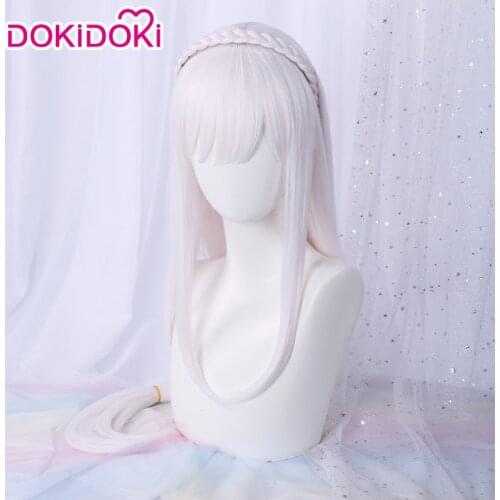 DokiDoki Anime Re Zero Emilia Cosplay Wig Women Long White Re: Starting life in a different world from zero Cosplay Emilia Wig