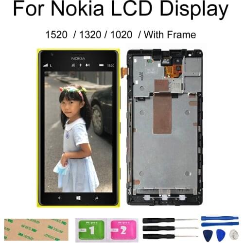 For Nokia Lumia 1520 1320 1020 LCD Display Touch Screen Digitizer Assembly With Frame N1520 N1320 N1020 Replacement Parts