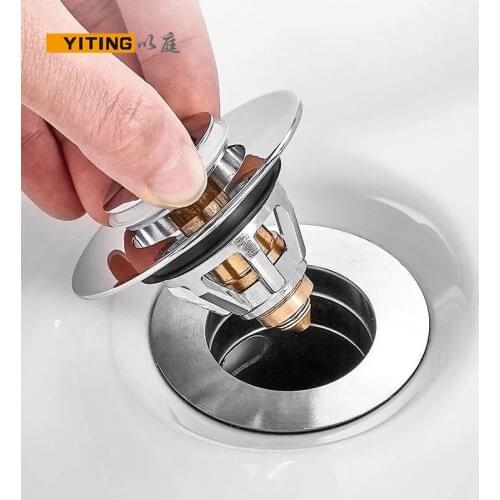 1 piece Basin drain bounce core wash basin sink leaking plug push-type stainless steel fitting drain pipe cover bag