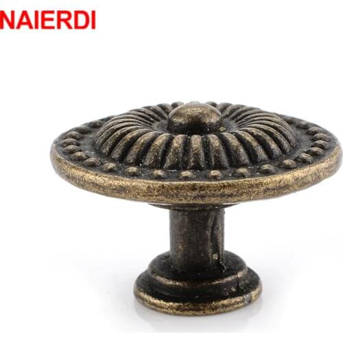 NAIERDI 5pcs Retro Bronze Kitchen Cabinet Knobs Cupboard Door Zinc Alloy Handles Vintage Wardrobe Furniture Handle Drawer Pulls