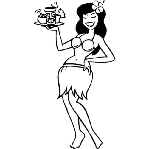 7.8*14.1CM Holidiay Waitress Smiling Sexy Girl Vinyl Decal Black/Silver Zero Defect Fashion Design Car Sticker C20-0551