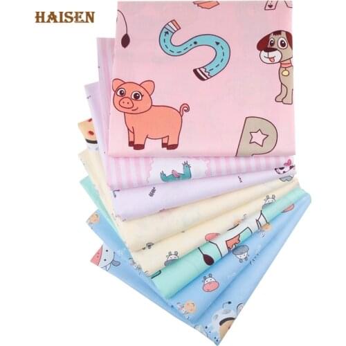 8pcs/Lot,Cotton Patchwork Cartoon Animals Series Twill Fabric Tissue Set Cloth For DIY Sewing Quilting Textile Material 20x25cm