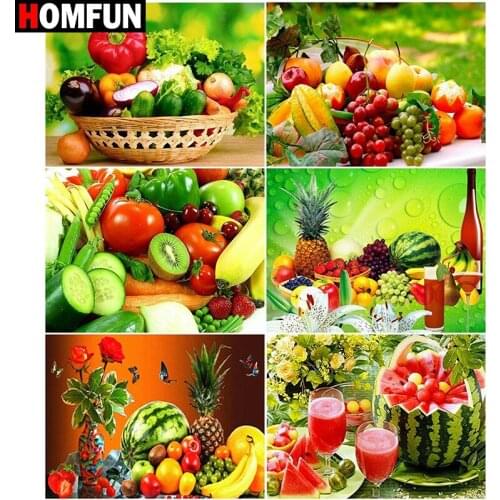 HOMFUN Square Round Drill 5D Diamond Painting Environmental Crafts Full Diamond Embroidery "Vegetable fruit landscape"Home decor