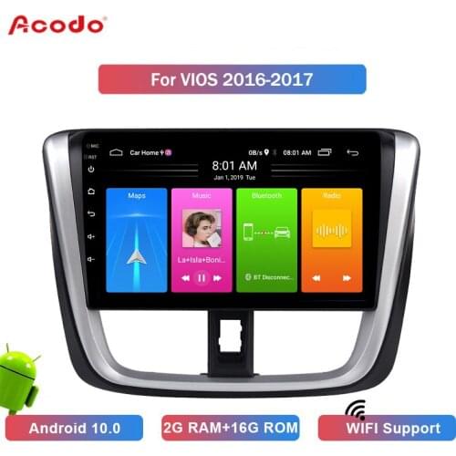 ACODO 2+16G Android 10.0 Car Radio Multimedia Player For Toyota VIOS 2016-2017 Navigation GPS 2 din