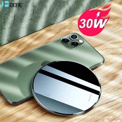 30W Qi Wireless Charger Pad For iPhone 12 11 Pro Max XS X XR 8 Induction Fast Charging for Samsung S21 S20 S10 Xiaomi Mi 11 10