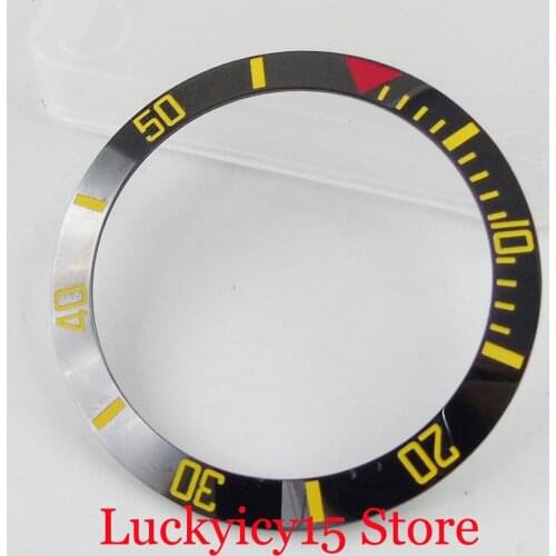 Black 38mm Watch Bezel Insert with Gold Marks Fit 40mm Automatic Watch