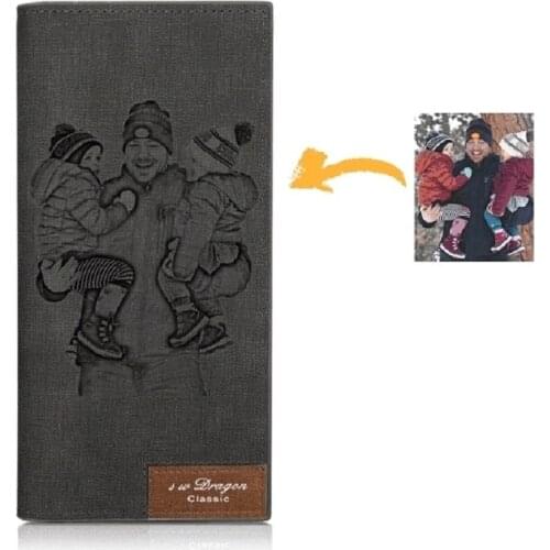 Father‘s Days Gifts Ladies/mens Photo Engraved Long Style Photo Wallet.Custom Picture PU Leather Wallet.Photo Engraved Wallet