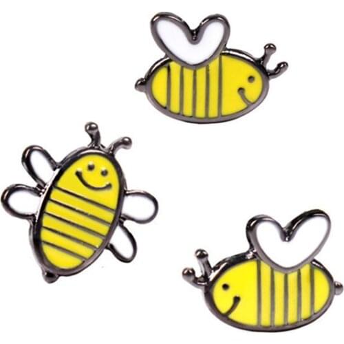 1pc drip oil glaze small bee cute girl models enamel brooch badge decoration accessories
