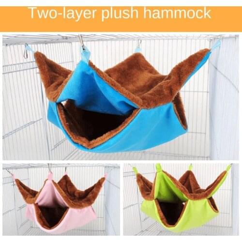 Pet Hammock Double Thicken Plush Warm Squirrel Honey Bag Glider Sleeping Bag Nest Hanging Hamster Cotton Nest Hammock