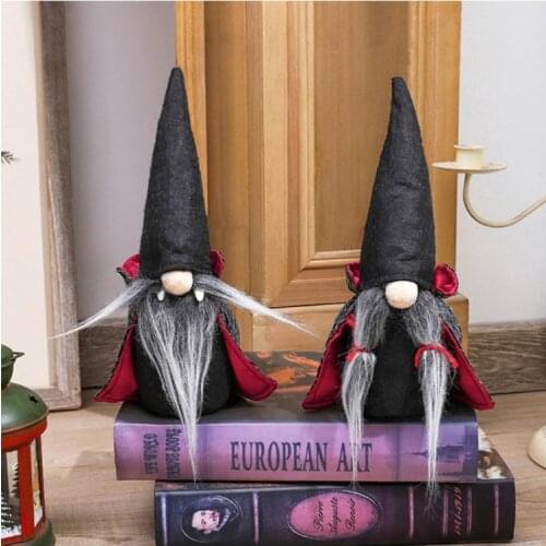 Halloween Handmade Tomte Swedish Gnomes Ornaments with Witch Cloak Hat Christmas