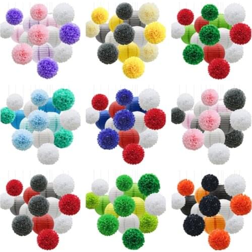 10cm 15cm 20cm 25cm 30cm 35cm 40cm Chinese Paper Lanterns Lampion Tissue Paper Flower Balls Wedding Baby Shower Party Decoration