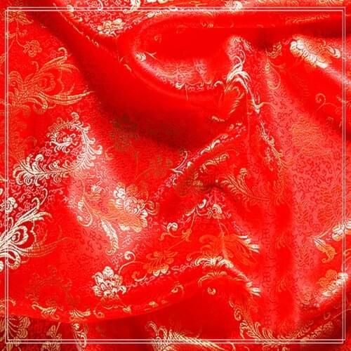 Red jacquard tapestry satin jacquard fabric for Clothes bedding patchwork tissue Textile Sewing home decoration