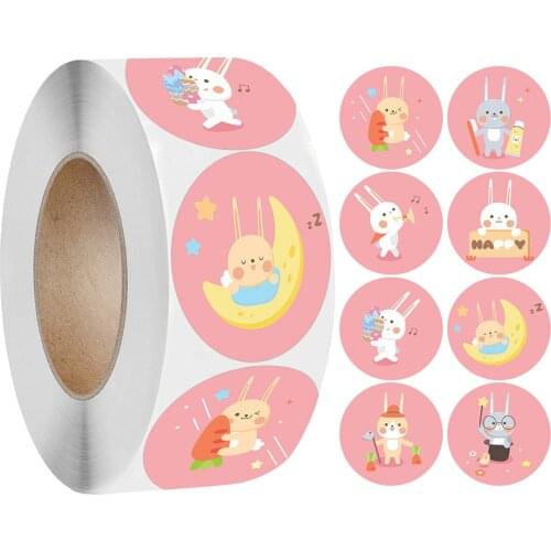 100-500PCS Round Cartoon Animal Paper Sticker Gift Tag Jungle Safari Party Accessories DIY Cute Biscuit Bag Decor Supplies
