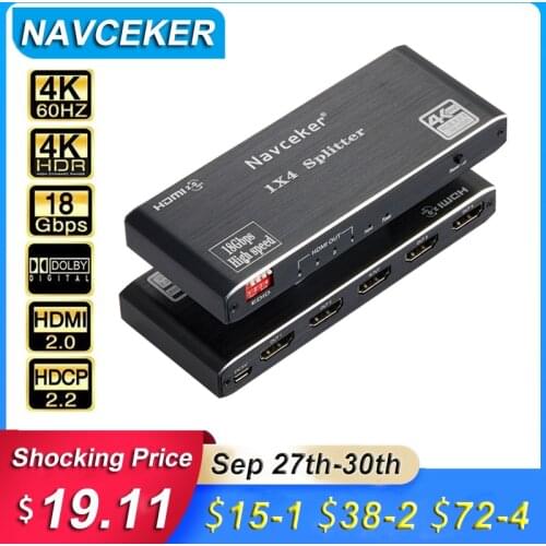 2020 Best HDMI Splitter 1x2 HDMI 2.0 Splitter 4K HDMI Video Audio Splitter Support 3D HDR 4K 60Hz Splitter HDMI 1x4 For Laptop