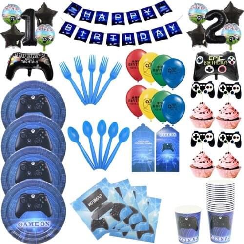 Cartoon Boys Game On Theme Birthday Party Decoration Party Set Tableware Plate Napkins Banner Balloon Baby Shower Supplies