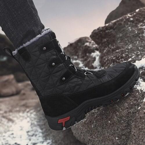 Autumn And Winter Shoes Top Quality Men Boots Suede Leather Waterproof Snow Boots Lace-Up Rubber Warm Outdoor Shoes Man Footwear