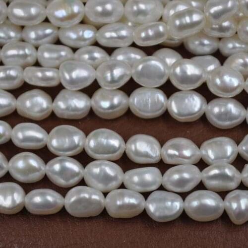 Wholesale real fresh water pearl Baroque white 6.5-7*7-9mm 40cm