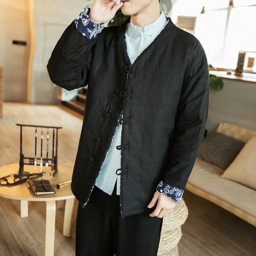 Autumn And Winter New Style Plus-size style Chinese-style Retro Cotton-padded Clothes-Cotton Linen Floral Jacket