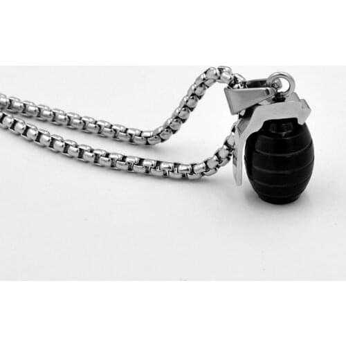 SUNNERLEES Jewelry Stainless Steel Pendant Necklace Black Silver Color Hand Grenade Model Link Chain For Men Women Gift SP104