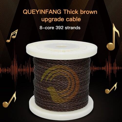 QUEYINFANG 8 Core Earphone Upgrade Cable Brown OFC Copper 8-core Earphone Wire PVC Sheath DIY Earphone Cable 1.5mm Per Core