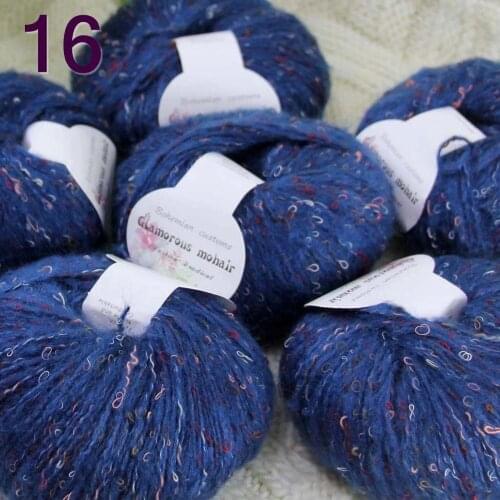 Sale 6ballsX50gr Luxury Fluffy Soft NEW MOHAIR Shawls Hand Knit Crochet Yarn Blue 16