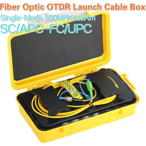 SC/APC-FC/UPC Single-Mode Fiber Optic OTDR Launch Cable for 500M 1Km 2Km 1310/1550nm Dead Zone Eliminator Box