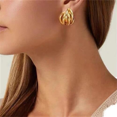 TIMEONLY Statement Cross No Ear Piercing Clip Earring Fashion Golden Color Metal Jewellery Wedding Gift Charm Earring for Women