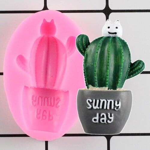3D Cactus Silicone Mold Cake Border Fondant Mould Cupcake Topper Cake Decorating Tools DIY Chocolate Baking Candy Resin Molds
