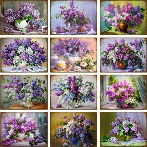 Lilac Flowers Retro Metal Poster Plaque Vintage Metal Sign Tin Signs Wall Decor for Living Room Garden Kitchen Iron Art Painting