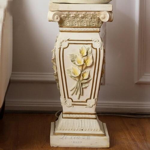 Nordic Resin Large Floor Flower Roman Column Sculpture Villa Club Store Furnishing Decoration Home Livingroom Ornaments Crafts