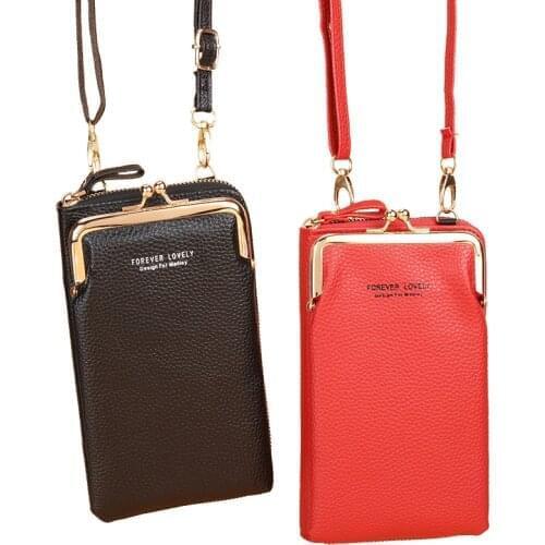 Women Phone Crossbody Bag PU Leather Mini Shoulder Messenger Bag Large Capacity Travel Portable Coin Purse Card Pouch