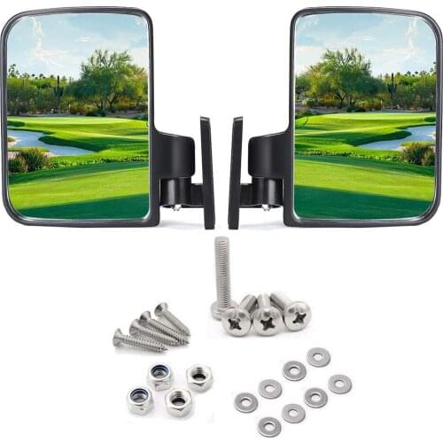 Universal Golf Cart Rear Foldable View Side Mirrors Flexible Adjustment 1 Pair Flexible Adjustable Angle Foldable Designed