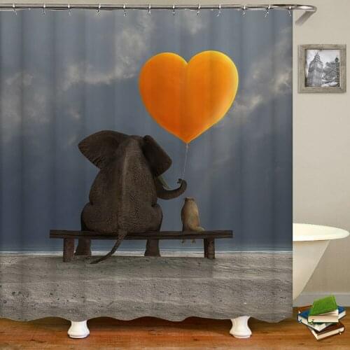 Funny Elephant Animals Shower Curtain 3d Printed Bath Curtains Waterproof Bathroom Washable Cloth Bathing Curtains With Hooks