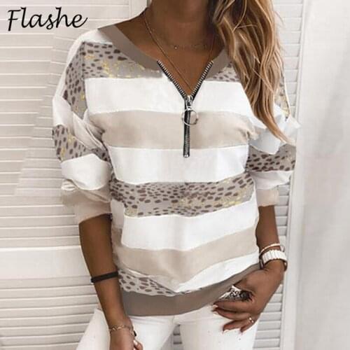 Women Elegant Blouses Shirts Sexy V Neck Long Sleeve Blouses Ladies Casual Streetwear Autumn O-Neck Zipper Loose Tops