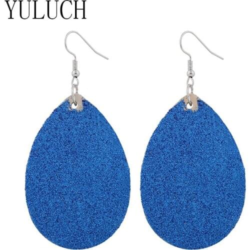 YULUCH Woman water drop wood pendant earrings for office lady Glitter party elegant sequin accessories woman earrings jewelry