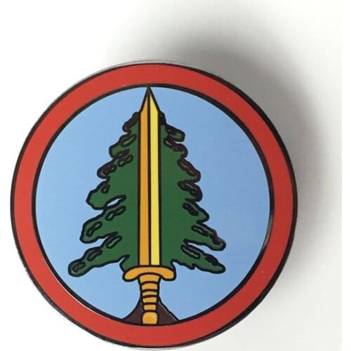 Twin peaks enamel pin