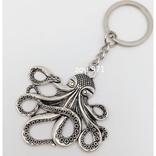 1Pcs Octopus Key Ring Steampunk Nautical Squid Kraken Pirate antique Silver Jewelry