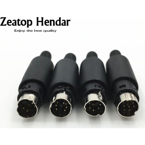 1Pcs High Quality Gold Copper Pin Mini 4 5 6 8 Pin Din Male Plug With Plastic Handle Adapter Soldering Cables DIY Connector