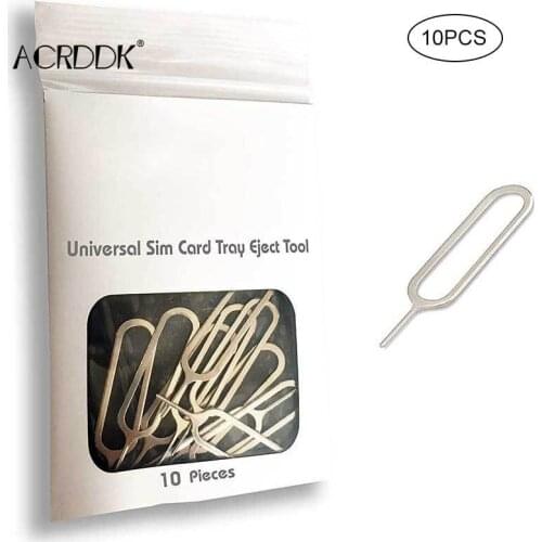 10pcs Slim Sim Card Tray Pin Eject Removal Tool Needle Opener Ejector for Most Smartphone FC